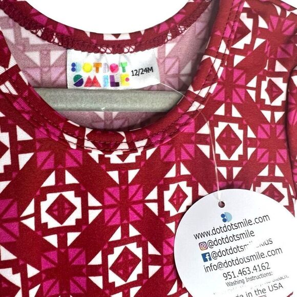 NEW Dot Dot Smile Red Mossaic Cap Sleeve Dress 12-24M - Picture 4 of 6